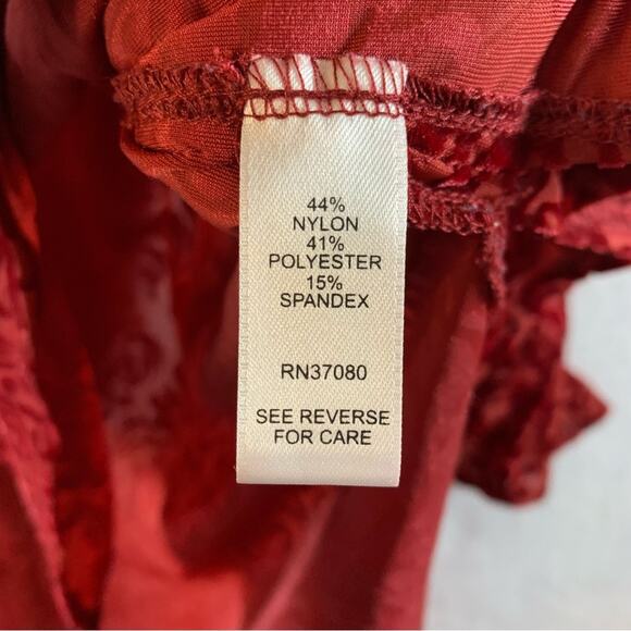 Women Velvet Burnout Top Sz L Red Whimsigoth Ren Fair Regency Royalcore Holiday - Picture 9 of 11